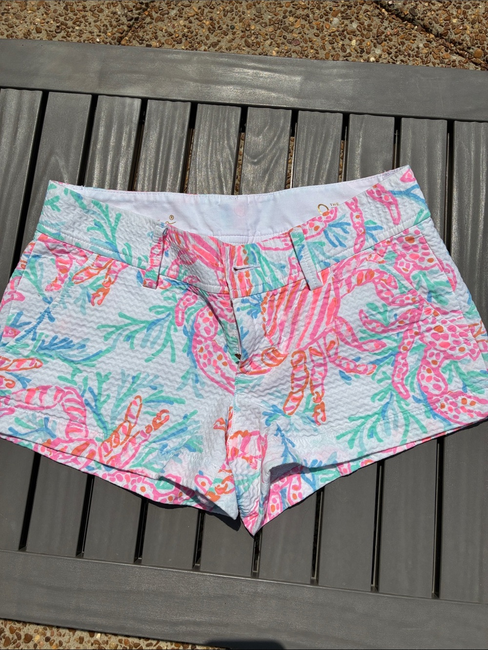 Lilly Pulitzer Pink & Aqua Seersucker Coral-Print Shorts